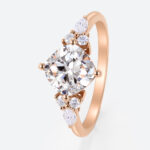 Cushion Cut Lab Diamond Engagement Ring 1.5ct Cluster 4-Prong Ring in Rose Gold