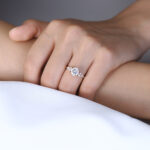Cushion Cut Lab Diamond Engagement Ring 1.5ct Cluster 4-Prong Ring in Rose Gold