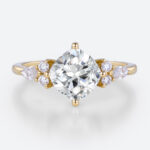 Cushion Cut Lab Diamond Engagement Ring 1.5ct Cluster 4-Prong Ring in Yellow Gold