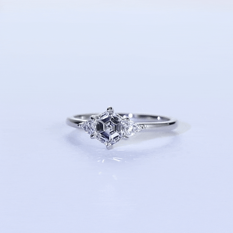 Three Stone Engagement Ring 1.5ct 6 Claw Prong Lab Diamond Ring