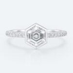 Hexagon Cut 1CT Lab Diamond White Gold Half Eternity Engagement Ring