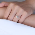 Hexagon Cut Lab Grown Diamond Pavé Bezel Setting Engagement Promise Ring (7)