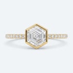 Hexagon Cut Lab Grown Diamond Pavé Bezel Setting Engagement Promise Ring in White Gold (1)