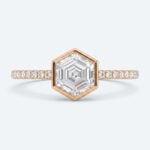 Hexagon Cut Lab Grown Diamond Pavé Bezel Setting Engagement Promise Ring in White Gold (4)
