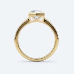 Hexagon Cut Lab Grown Diamond Pavé Bezel Setting Engagement Promise Ring in White Gold (7)