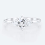Three Stone Engagement Ring 1.5ct 6 Claw Prong Lab Diamond Ring