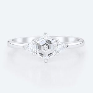 Three Stone Engagement Ring 1.5ct 6 Claw Prong Lab Diamond Ring
