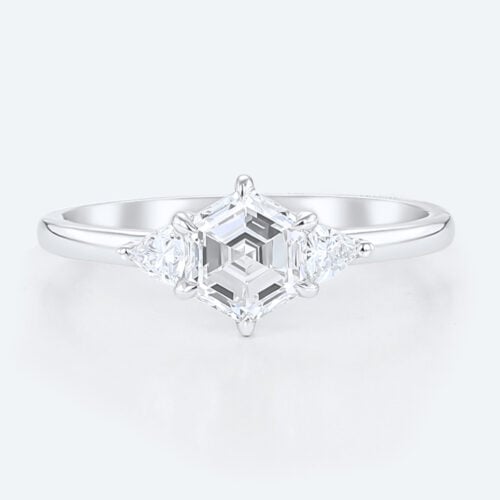 Three Stone Engagement Ring 1.5ct 6 Claw Prong Lab Diamond Ring
