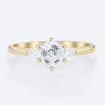 Three Stone Engagement Ring 1.5ct 6 Claw Prong Lab Diamond Ring