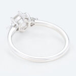 Hexagon Cut Lab Grown Diamond Three stone 6 Claw Prong Engagement Ring (6)