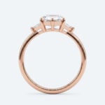 Hexagon Cut Lab Grown Diamond Three stone 6 Claw Prong Engagement Ring in White Gold (4)