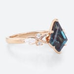 Kite Cut Alexandrite Ring Rose Gold 1ct Vintage Engagement Ring