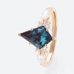 Kite Cut Alexandrite Ring Rose Gold 1ct Vintage Engagement Ring