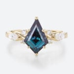 Kite Cut Alexandrite Ring Yellow Gold 1ct Vintage Engagement Ring