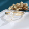 LisaJewelry Marquise Cut Lab Diamond Vintage Gold Engagement Ring 3