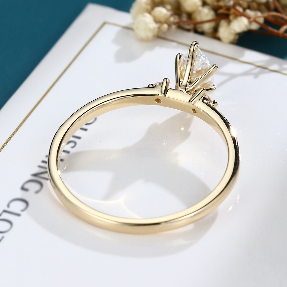 LisaJewelry Marquise Cut Lab Diamond Vintage Gold Engagement Ring 4