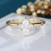LisaJewelryUS Marquise Cut 0.5CT Lab Diamond Solid Gold Engagement Ring