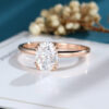 LisaJewelryUS Oval Cut 1.37ct Lab Grown Diamond Rose Gold Double Claw Engagement Ring 2
