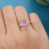 LisaJewelryUS Oval Cut Amethyst Rose Gold Vintage Engagement Ring