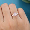 LisaJewelryUS Oval Cut Rose Quartz Rose Gold Vintage Engagement Ring