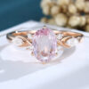 LisaJewelryUS Oval Cut Rose Quartz Rose Gold Vintage Engagement Ring