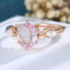 LisaJewelryUS Oval Cut Rose Quartz Rose Gold Vintage Engagement Ring