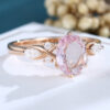 LisaJewelryUS Oval Cut Rose Quartz Rose Gold Vintage Engagement Ring