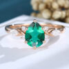 LisaJewelryUS Pear Shaped Emerald Rose Gold Vintage Engagement Ring