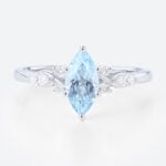 Marquise Cut Diamond & Aquamarine Engagement Ring (1)