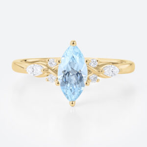 Marquise Cut Diamond & Aquamarine Engagement Ring (6)