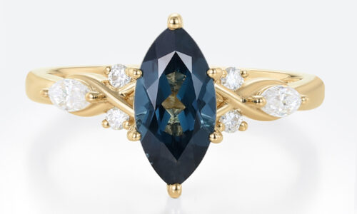 Marquise Cut London Blue Topaz Engagement Ring Vintage Bridal Ring (1)