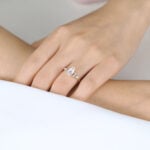 Yellow Gold Moonstone Ring Marquise Cut Moonstone Engagement Ring Anniversary Gift