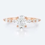 Rose Gold Oval Cut 1.5CT Lab Grown Diamond Half Eternity Engagement Ring