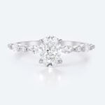White Gold Oval Cut 1.5CT Lab Grown Diamond Half Eternity Engagement Ring