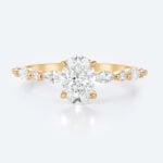 Yellow Gold Oval Cut 1.5CT Lab Grown Diamond Half Eternity Engagement Ring