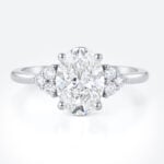 White Gold Oval Lab Grown Diamond Rings​ 1.5ct Vintage 4-Prong Engagement Ring
