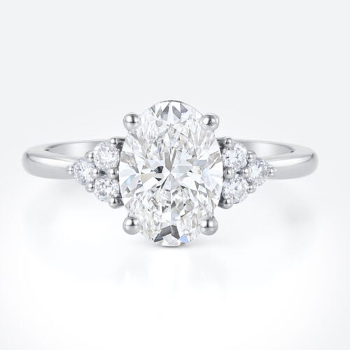 White Gold Oval Lab Grown Diamond Rings​ 1.5ct Vintage 4-Prong Engagement Ring