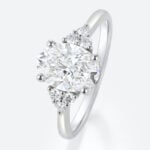 White Gold Oval Lab Grown Diamond Rings​ 1.5ct Vintage 4-Prong Engagement Ring