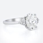 White Gold Oval Lab Grown Diamond Rings​ 1.5ct Vintage 4-Prong Engagement Ring