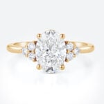 Yellow Gold Oval Lab Grown Diamond Rings​ 1.5ct Vintage 4-Prong Engagement Ring