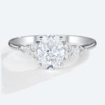 White Gold Oval Lab Grown Diamond Rings​ 1.5ct Vintage 4-Prong Engagement Ring