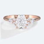 Rose Gold Oval Lab Grown Diamond Rings​ 1.5ct Vintage 4-Prong Engagement Ring
