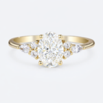Yellow Gold Oval Lab Grown Diamond Rings​ 1.5ct Vintage 4-Prong Engagement Ring