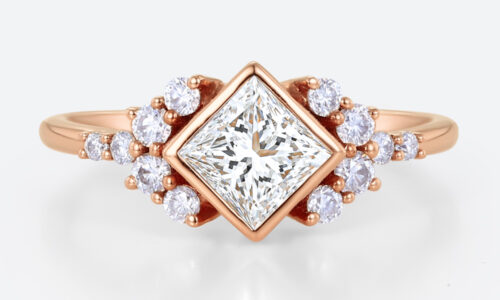 1ct Princess Cut Lab Grown Diamond Rose Gold Engagement Ring in rose gold