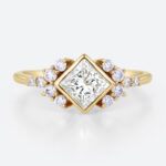 1ct Princess Cut Lab Grown Diamond Rose Gold Engagement Ring in yellow gold