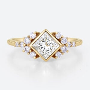 1ct Princess Cut Lab Grown Diamond Rose Gold Engagement Ring in yellow gold