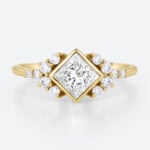 1ct Princess Cut Lab Grown Diamond Rose Gold Engagement Ring in yellow gold