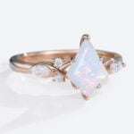 1ct Kite Cut Opal Engagement Ring Vintage Simple Rose Gold Rings