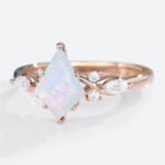 1ct Kite Cut Opal Engagement Ring Vintage Simple Rose Gold Rings