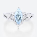 Marquise Cut Aquamarine White Gold Engagement Ring Set